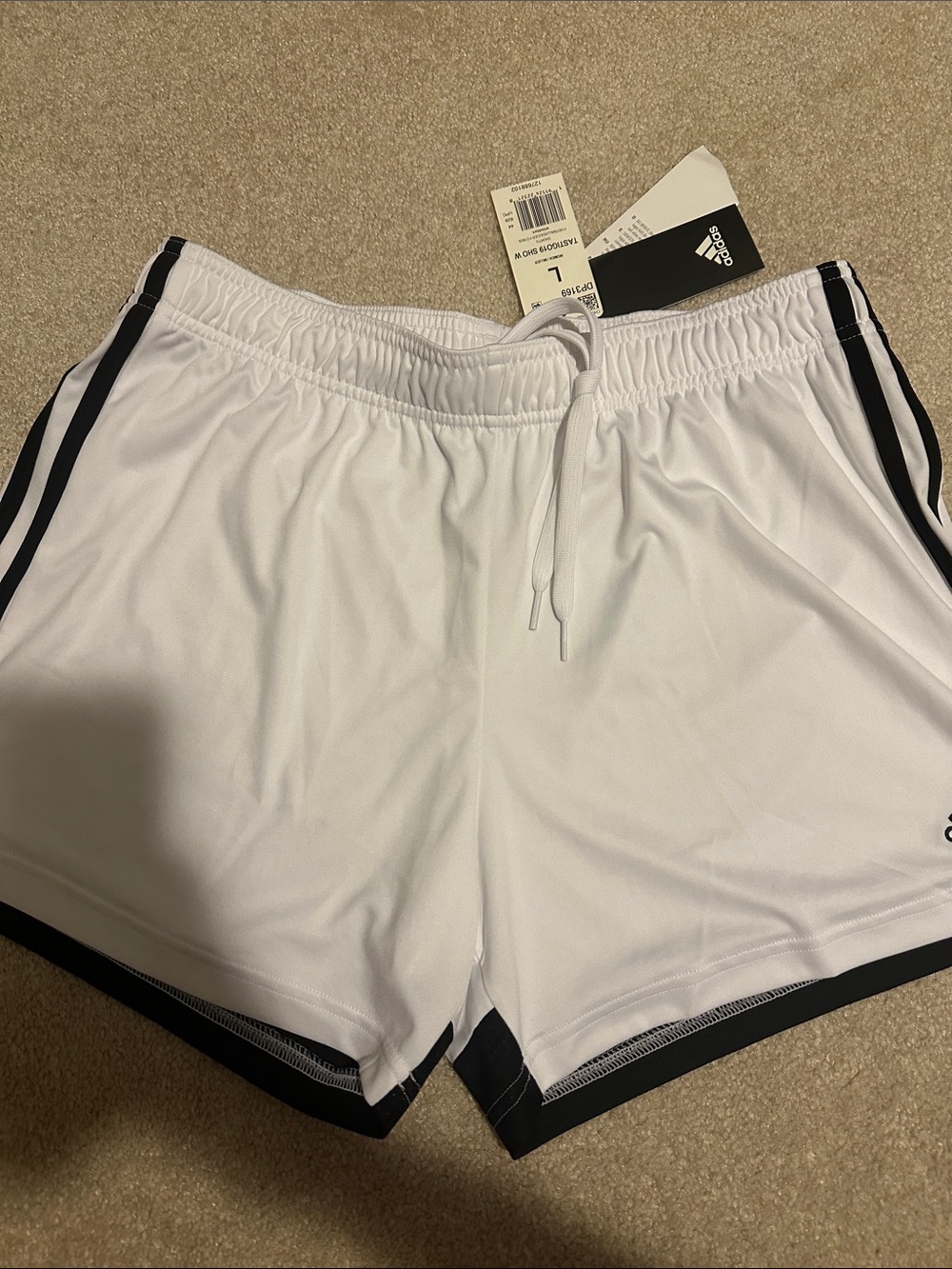 adidas Women’s White Athletic Shorts with Black Accents